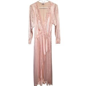 Henson Kickernick Vintage Pink Nylon Long Womens Robe House Coat W/Tag, Size M